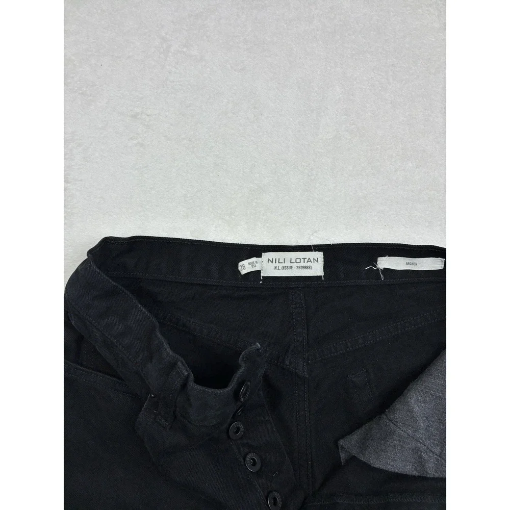 Nili Lotan || Archer Jeans High Waist Straight Taper in Black Size 26